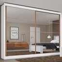 Ver imagem 1 de Guarda-Roupa Casal Paris Plus 2 Portas 6 Gavetas Espelhado 100% MDF Branco - Pnr Móveis