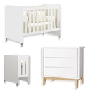 Ver imagem 2 de Quarto de Bebê Berço Evolution + Cômoda 3 Gavetas Classic Branca Madeira Natural