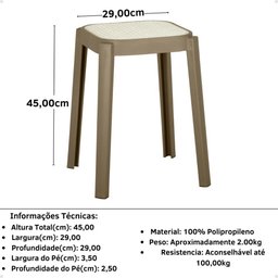 Kit 10 Banqueta Baixa Roma em Polipropileno - Cinza Escuro/branco - 4 Kit 10 Banqueta Baixa Roma em Polipropileno - Cinza Escuro/branco - 4