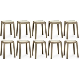Kit 10 Banqueta Baixa Roma em Polipropileno - Cinza Escuro/branco - 1 Kit 10 Banqueta Baixa Roma em Polipropileno - Cinza Escuro/branco - 1