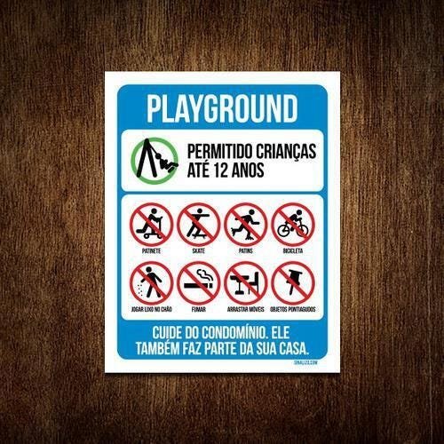 Kit 3 Placas - Condomínio Playground Crianças
