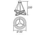 Ver imagem 2 de Pendente Ring Redondo 2 Anéis LED 60W 3000K 2000/40-60 Preto
