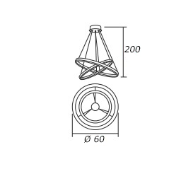 Pendente Ring Redondo 2 Anéis LED 60W 3000K 2000/40-60 Preto - 2