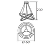 Pendente Ring Redondo 2 Anéis LED 60W 3000K 2000/40-60 Preto - 2