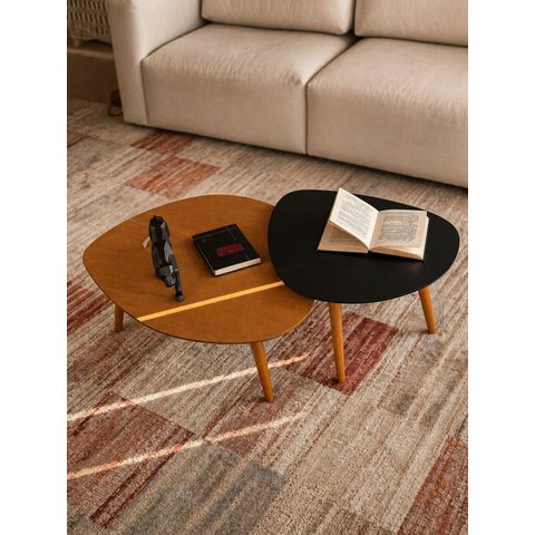 Mesa de Centro para Sala Conjunto Orgânico Preto