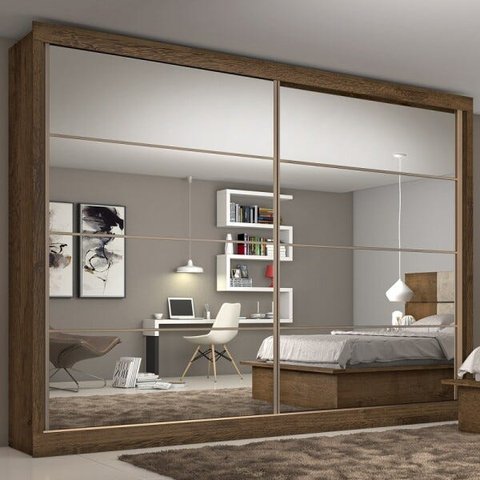 Guarda-Roupa Casal Royale Plus 2 Portas 6 Gavetas Espelhado 100% MDF Brauna - Pnr Móveis