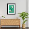 Quadro Folha Verde Fundo Verde - 60x48cm:moldura Preta - 1