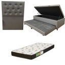 Ver imagem 1 de Cama Box Baú Solteiro com Auxiliar (Bicama) + Colchão Solteiro Espuma D20 12cm | Kit Completo com Ca