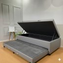 Ver imagem 2 de Cama Box Baú Solteiro com Auxiliar (Bicama) + Colchão Solteiro Espuma D20 12cm | Kit Completo com Ca