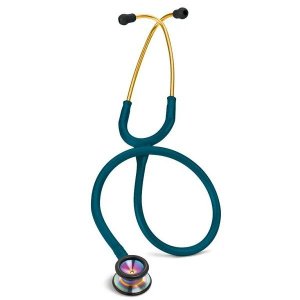 Estetoscópio 3m Littmann Classic Ii Pediatrico 2153 Azul Caribe com Rainbow e Conector Dourado