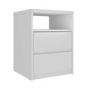 Ver imagem 2 de Mesa de Cabeceira Quarto 45cm C/ 2 Gavetas e Nicho 100% Mdf Cor:branco