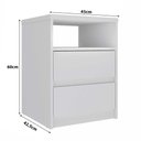 Ver imagem 3 de Mesa de Cabeceira Quarto 45cm C/ 2 Gavetas e Nicho 100% Mdf Cor:branco