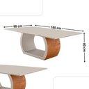 Ver imagem 4 de Mesa Ellis 180cm Tampo Laqueado com Vidro com 6 Cadeiras Munique Linho Palha/imbuia Natural/off