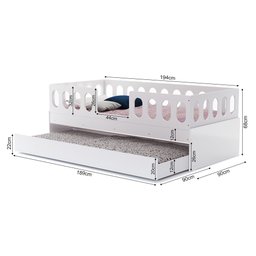Cama Infantil Lara Solteiro com Cama Auxiliar Branco - Baby Mobília - 3