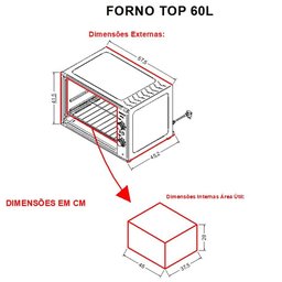 Forno Elétrico de Bancada 127v 60l Preto - Fogatti - 2