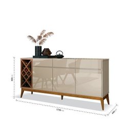 Buffet Grande Aparador 173cm Passion 3 Portas Gavetas Off Wh - 5