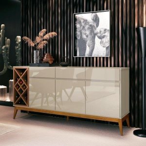 Buffet Grande Aparador 173cm Passion 3 Portas Gavetas Off Wh