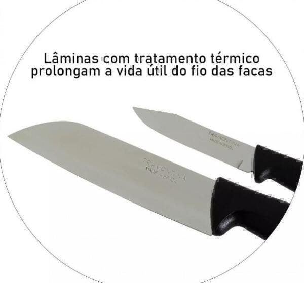 Kit De Facas 9 Peças Preto Tramontina Plenus Original - 6