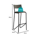 Ver imagem 3 de Banquetas Altas Cozinha Sala de Jantar C/ Encosto 2 Unidades Cor:grafite com Preto