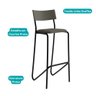 Banquetas Altas Cozinha Sala de Jantar C/ Encosto 2 Unidades Cor:grafite com Preto - 5