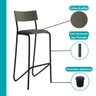 Banquetas Altas Cozinha Sala de Jantar C/ Encosto 2 Unidades Cor:grafite com Preto - 6