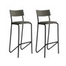 Banquetas Altas Cozinha Sala de Jantar C/ Encosto 2 Unidades Cor:grafite com Preto - 1