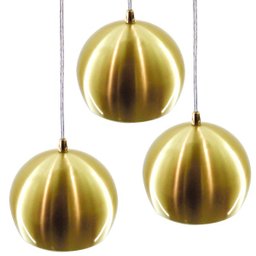 Kit Pendente Bola Dourado Escovado /3 3003 + Lâmpada - 2