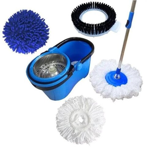 Balde Perfect Mop Pro 360 Inox Com 3 Refis Azul