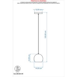 Kit 2 Pendente Bola Branco/Cromado /1 3001 - 2
