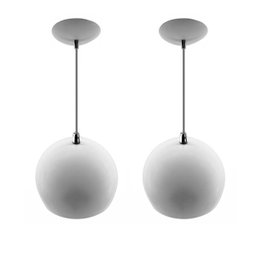 Kit 2 Pendente Bola Branco/Cromado /1 3001 - 1