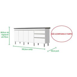 Gabinete Para Pia 2 Metros 100% Mdf Puxador Alumínio Oferta - 2