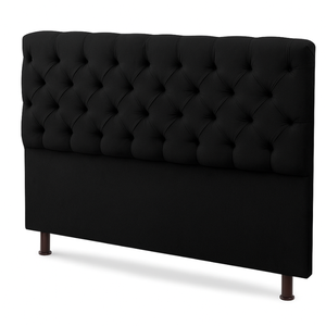 Cabeceira Queen Capitonê Suede Preto 160x110 Cm