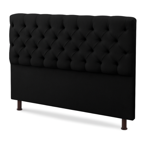Cabeceira Queen Capitonê Suede Preto 160x110 Cm