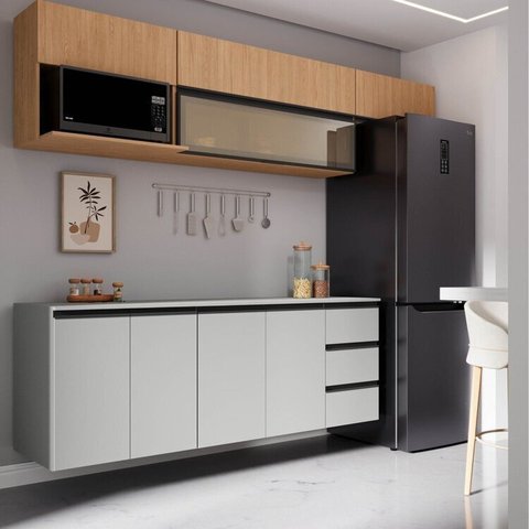 Cozinha Modulada 6 Peças 4 Aéreos 2 Balcões Nara CabeCasa MadeiraOriginals