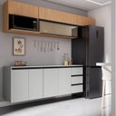 Ver imagem 1 de Cozinha Planejada 6 Peças 4 Aéreos 2 Balcões Nara CabeCasa MadeiraOriginals Marrom/Avena/Cinza Claro