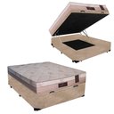 Ver imagem 1 de Cama Box Baú Casal Conforto Suede Bege + Colchão Casal Conforto Espuma D33 Com EPS 20x138x188