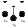 Kit 3 Pendente Bola Preto/Cromado /1 3002 + Lâmpada - 1