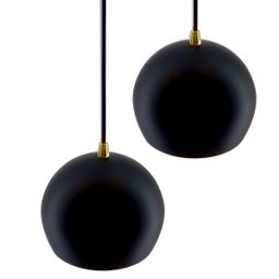 Kit 2 Pendente Bola Preto/Dourado /2 3002 + Lâmpada - 2