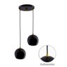 Kit 2 Pendente Bola Preto/Dourado /2 3002 + Lâmpada - 4