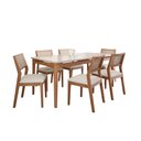 Ver imagem 1 de Sala de Jantar Baobá 1,80m Mesa em Vidro Off White e 6 Cadeiras Oiti Linho Cru D-28 - Madeira/