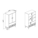Ver imagem 3 de Cristaleira 2 Portas de Vidro 70cm 1 Gaveta e Pés Madeira Cor:mel Off White
