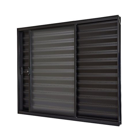 Janela de Correr Alumínio Preto 03 Folhas Veneziana Classic