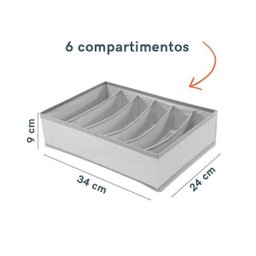 Organizador Dobrável Com 6 Divisórias Cinza Claro Oikos - 2