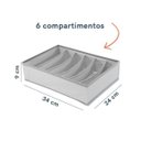 Ver imagem 2 de Organizador Dobrável Com 6 Divisórias Cinza Claro Oikos