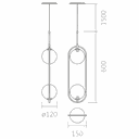 Ver imagem 4 de Luminária Pendente Gemini Preto 2 Globo Vidro Spotline