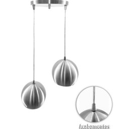 Kit Pendente Bola Cromado Escovado /2 3002 + Lâmpada - 4