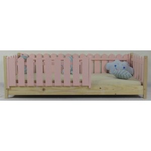 Cama Infantil Solteiro Base Colorida Madeira Maciça Pinus Grade Cercadinho
