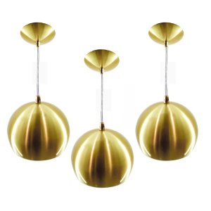Kit 3 Pendente Bola Dourado Escovado /1 3001