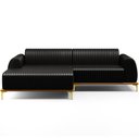 Ver imagem 3 de Sofá 3 Lugares com Chaise Esquerdo Sala Estar Molino 230cm D02 Couríssimo Preto B-159 - Lyam