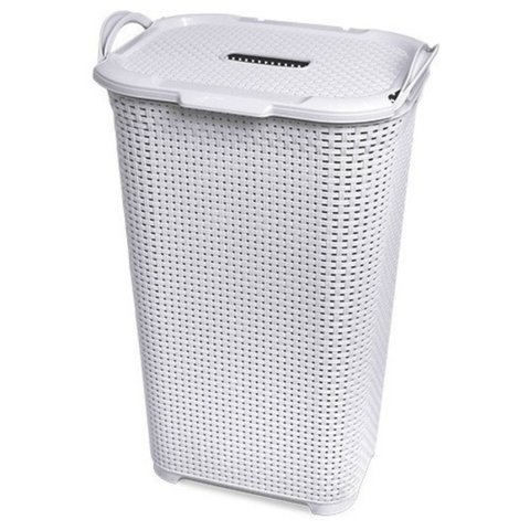 Cesto de Roupas Rattan Tampa Basculada com Alça 50 Litros